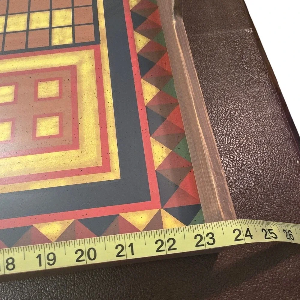 Vintage Style Ludo Parcheesi Board Game‎ Wooden Serving Tray Wall Decor 24x24
